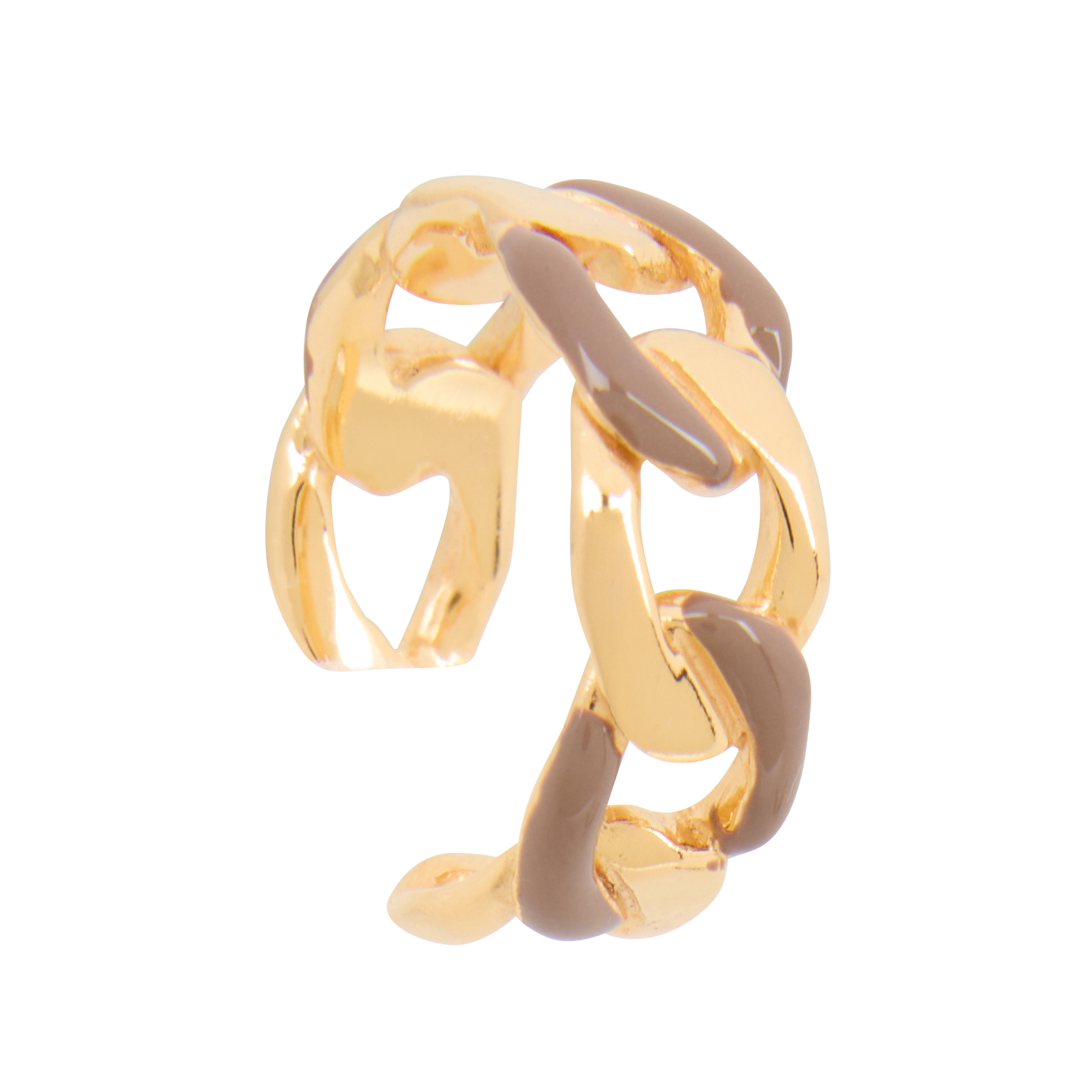 CHAINNE - Bague en laiton doré | Beige