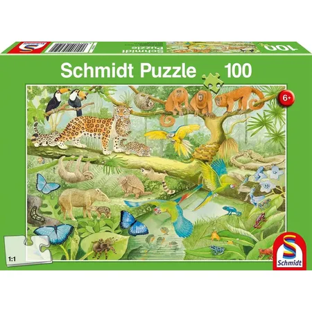 Schmidt Spiele KinderPuzzle - Tiere im Regenwald, 100 Teile