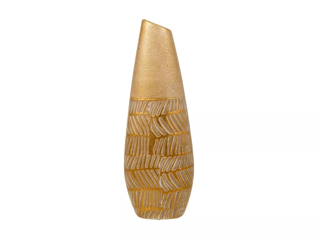 Vase en céramique dorée 12x7x35h
