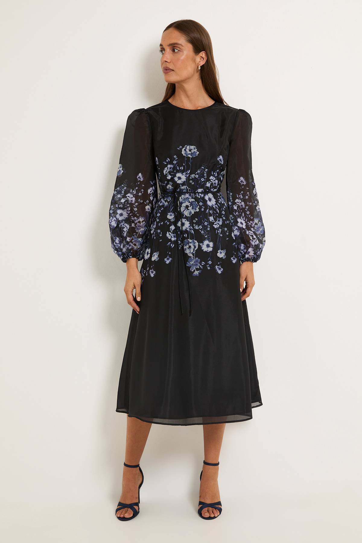 Wallis Robe Midi En Organza À Motif Floral Placé