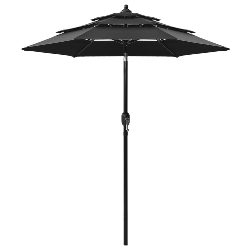 Parasol à 3 niveaux avec mât en aluminium 2 m noir