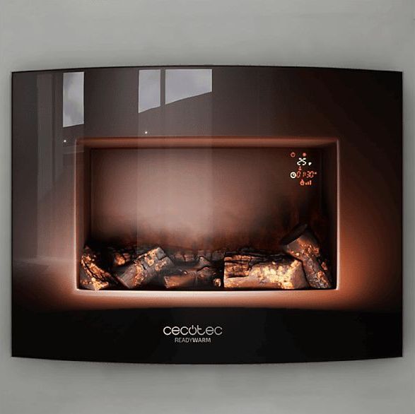 Haard - Gebogen Ontwerp - Zwart - Gehard Glas - 2000 W