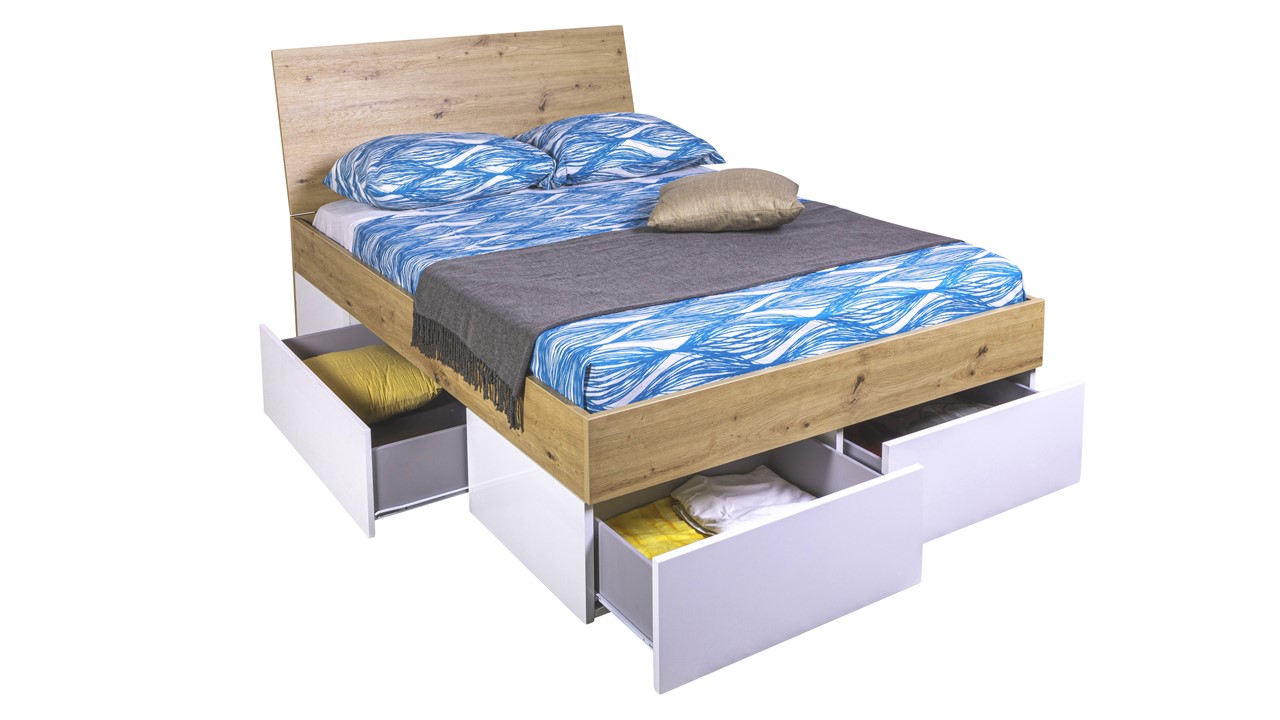 Opbergbed Mundi met laden artisan oak/white