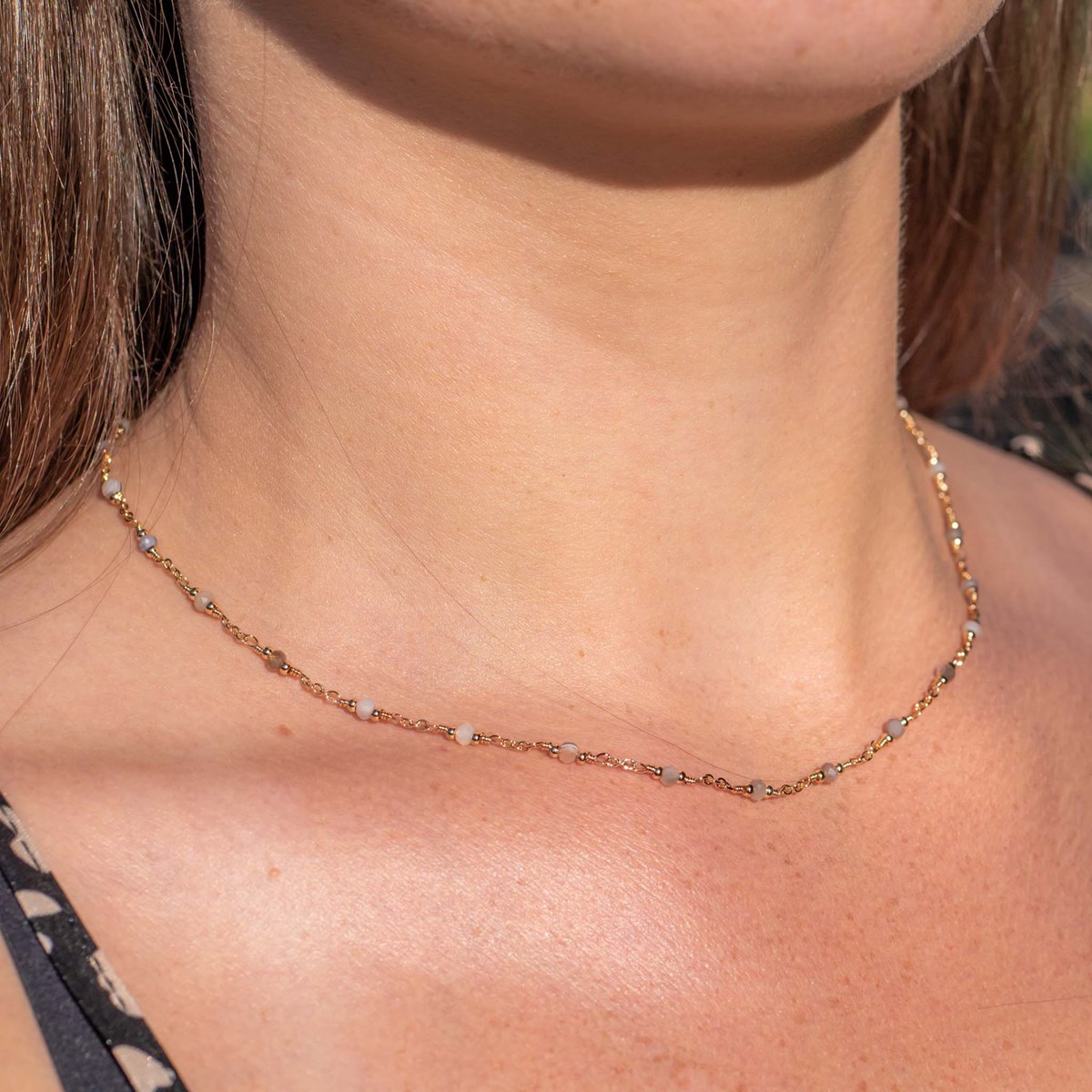 Collier Bianca en pierres Agate Botswana