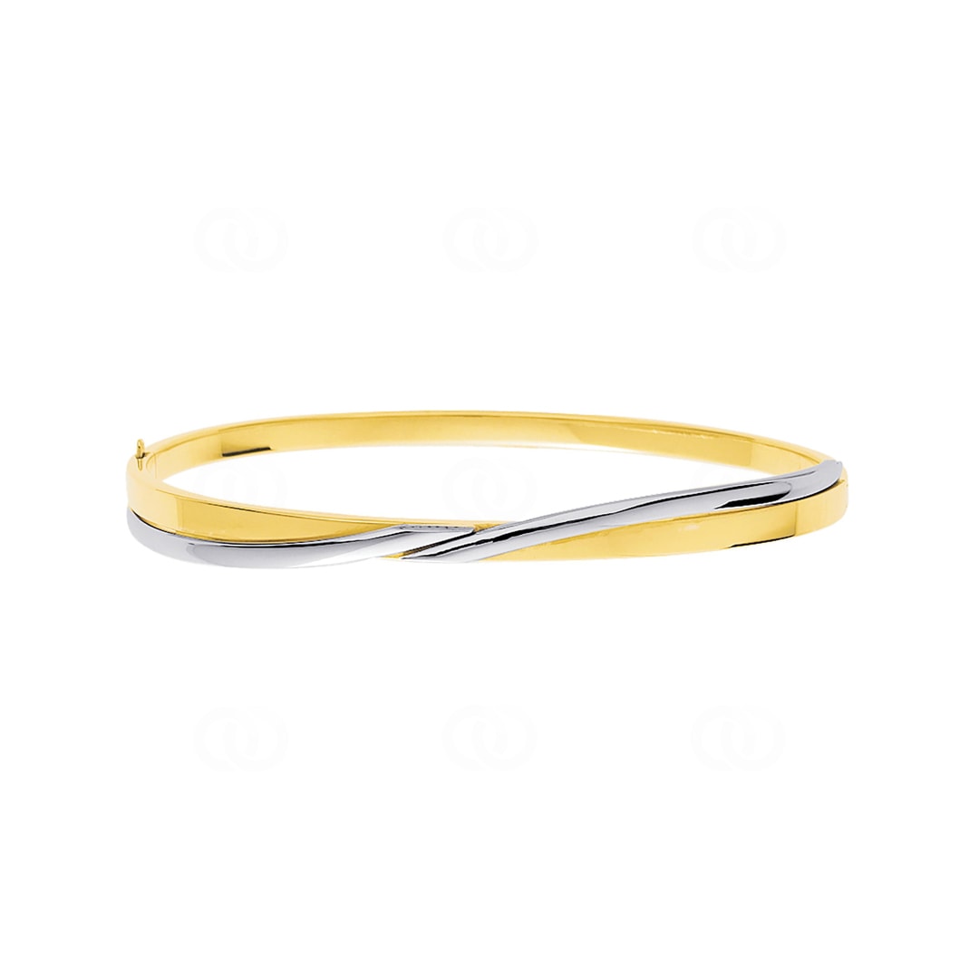 Armreif oval 750/18 K Gelb-/Weissgold