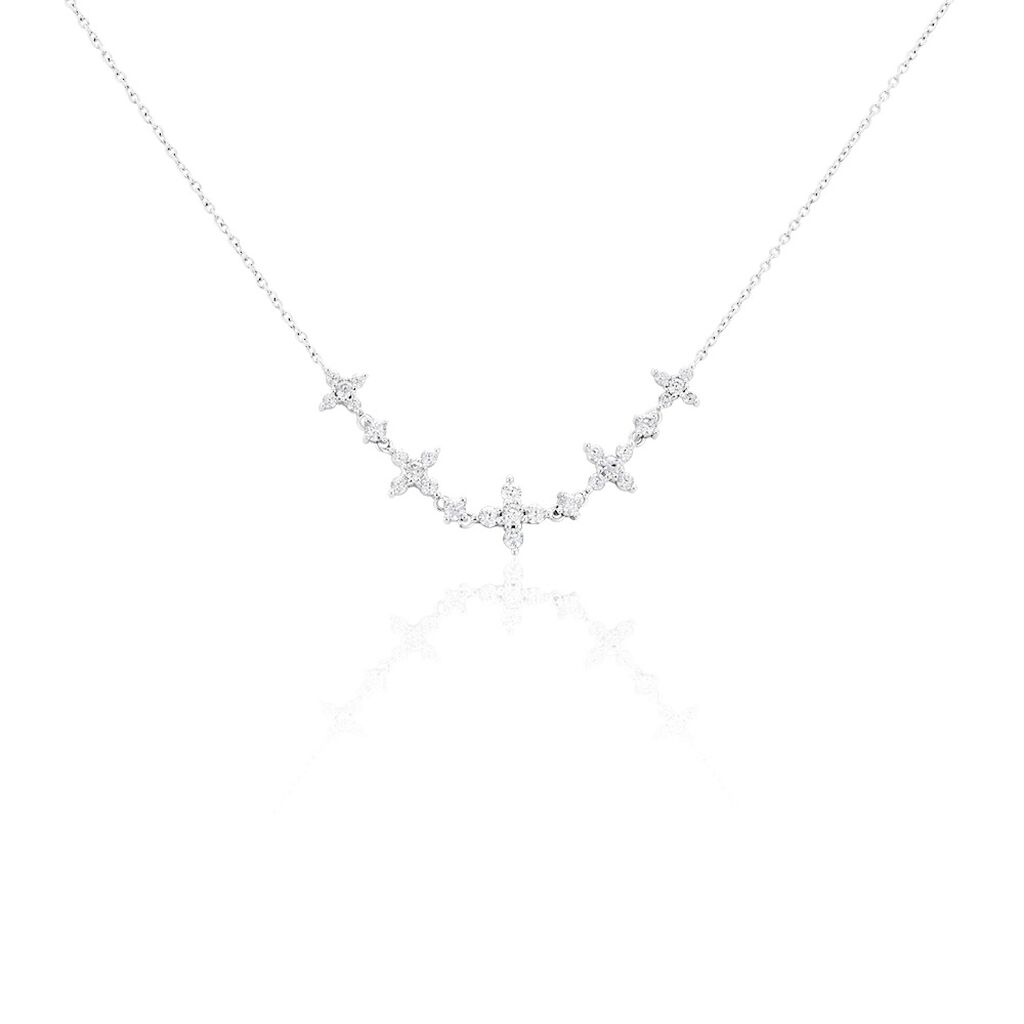 Collier Midnight Flower Argent Blanc Oxyde De Zirconium