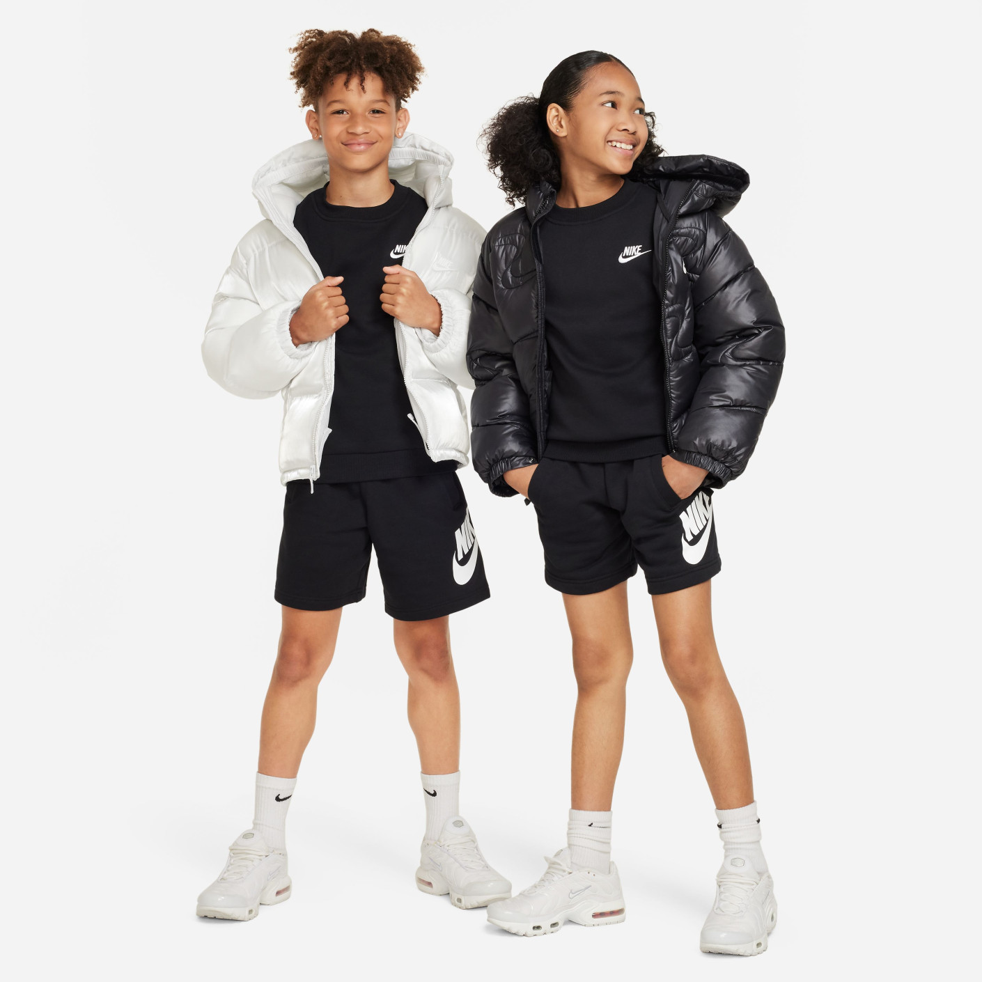 Nike Sportswear Club Fleece Crew Sweater Kids Zwart Wit