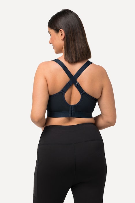 Sport-BH, ohne Bügel, Zipper, gekreuzte Träger