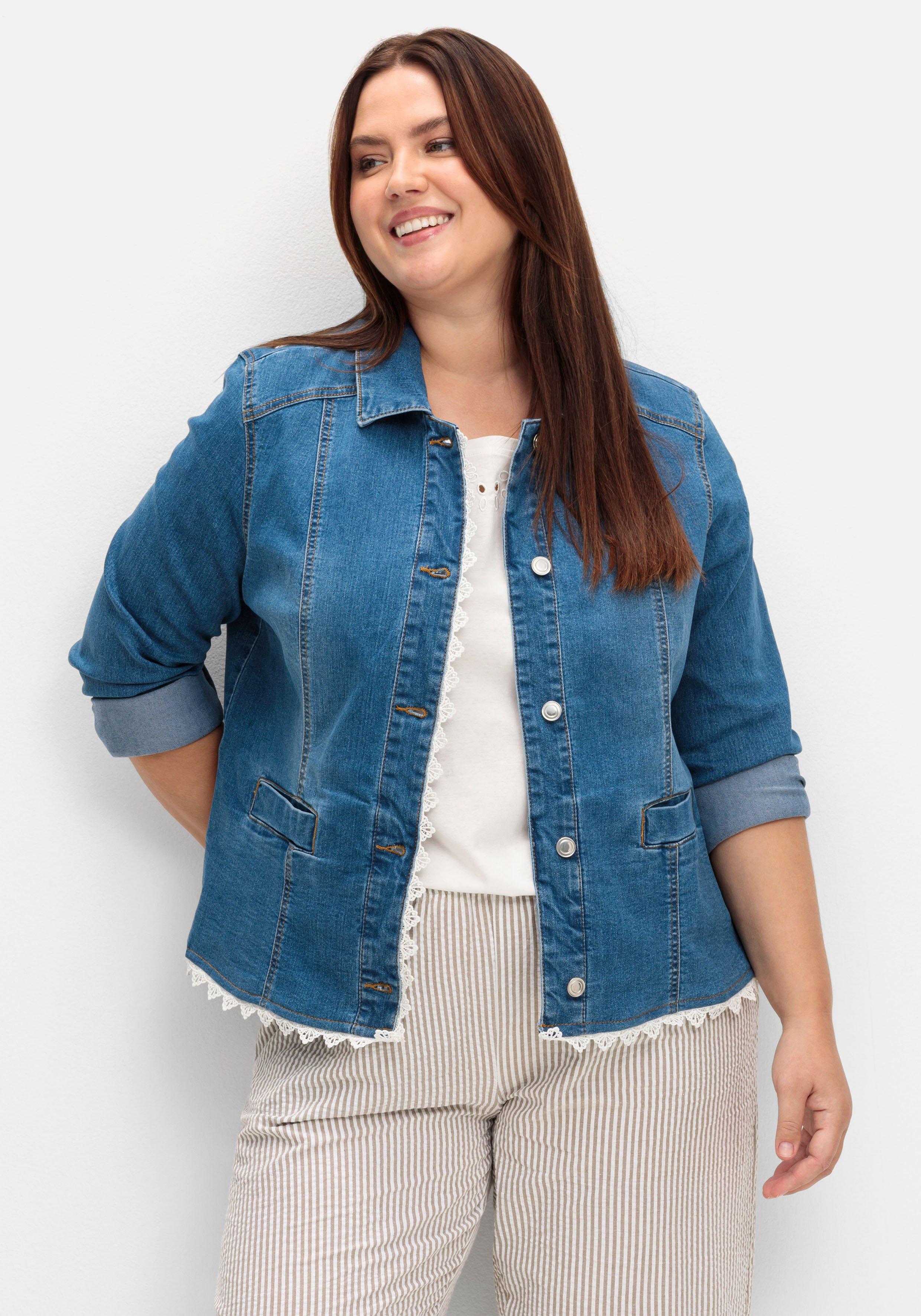 Jeansblazer mit Spitzenborte
