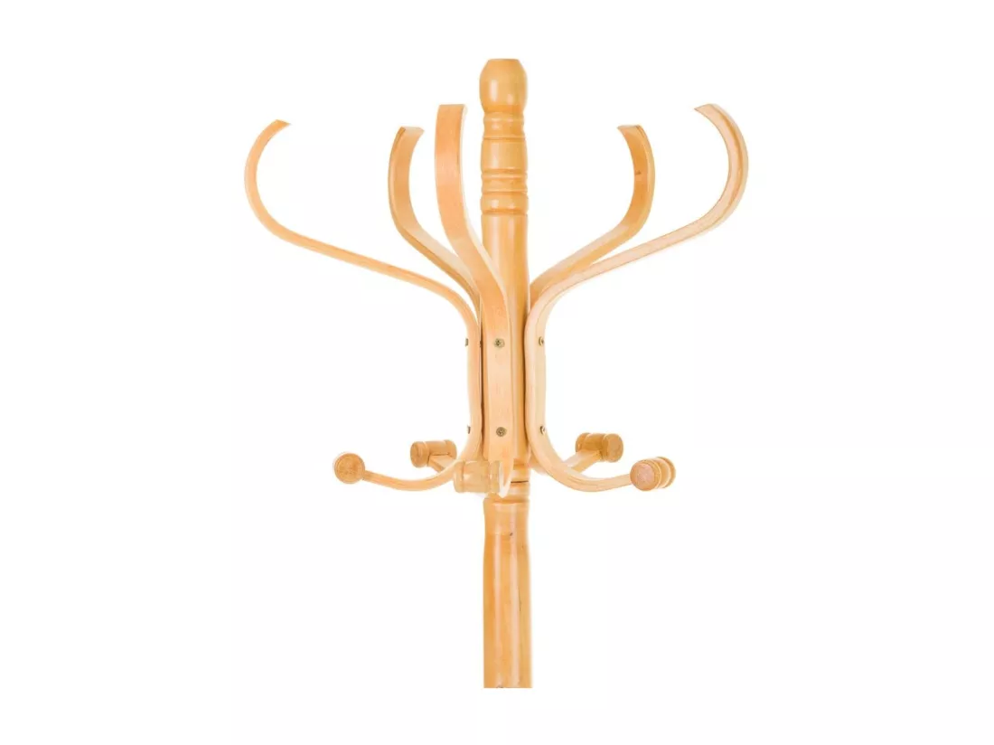Porte-manteau sur pied en bois laqué miel 45x45x182h cm