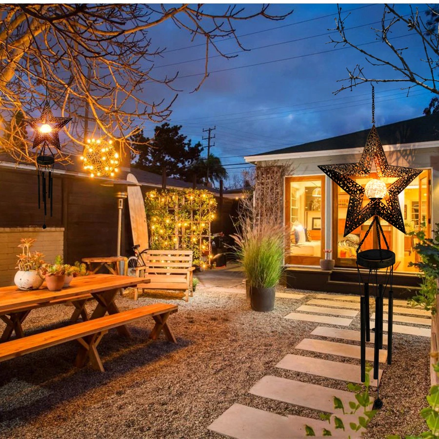 LED Solar Outdoor Licht Windspiel Gartenleuchte Sonnen Design Wasserfest (IP65) - Warmweiss