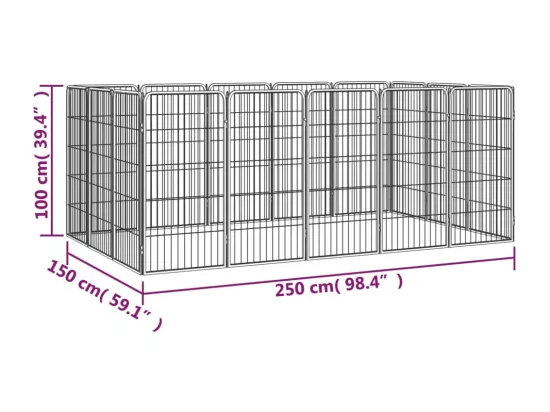 Parc pour chien 16 noire 250 x 150 x 100 cm 02_0043612