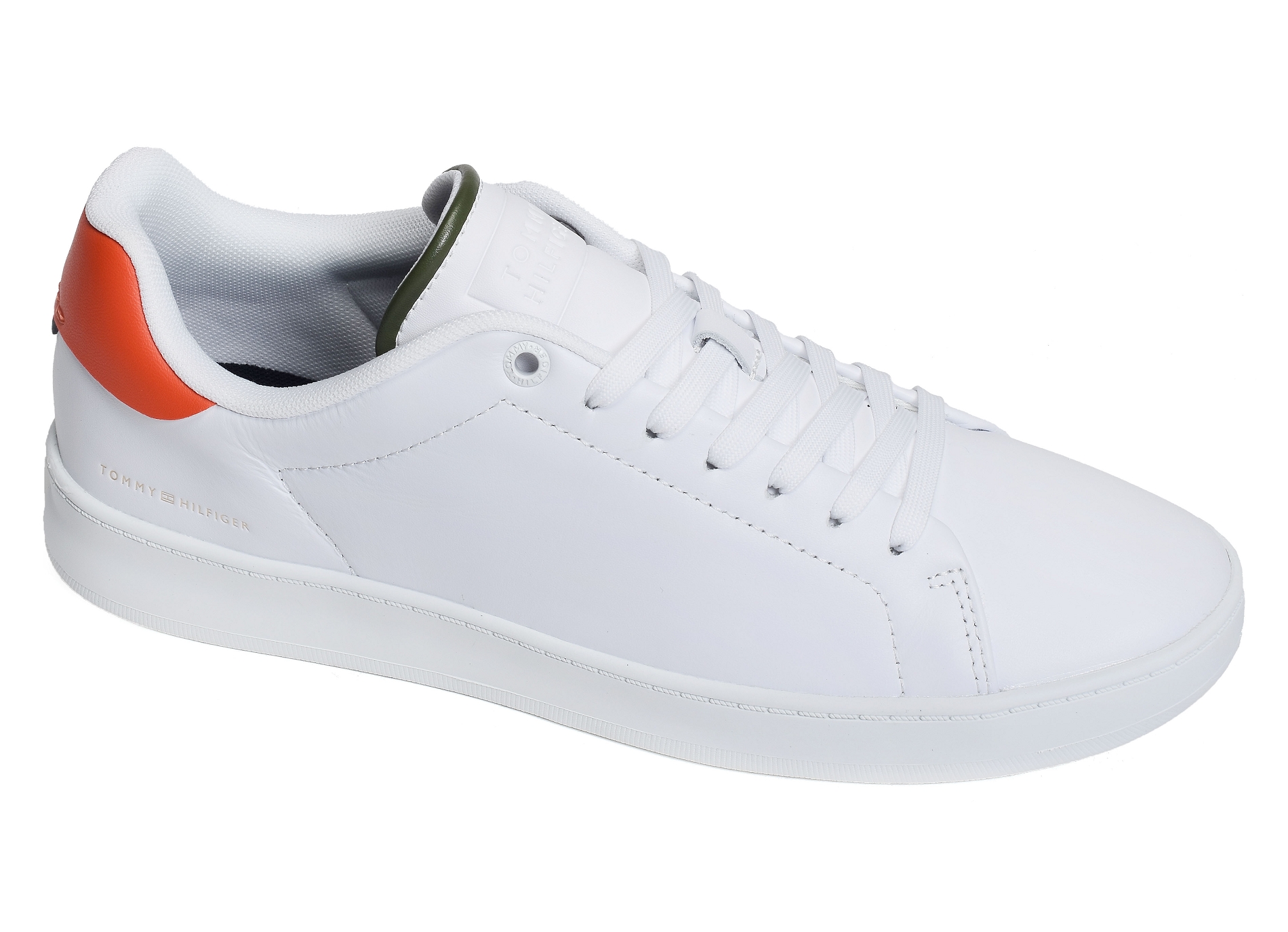 Court sneaker leather cup 4483 blanc orange