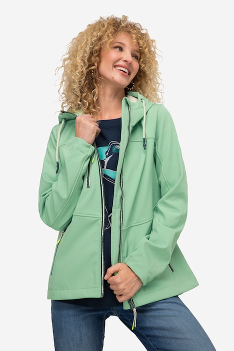 Softshell-Jacke, wasserabweisend, Fleece-Innenseite, Kapuze, 2-Wege-Zipper, fällt kleiner aus