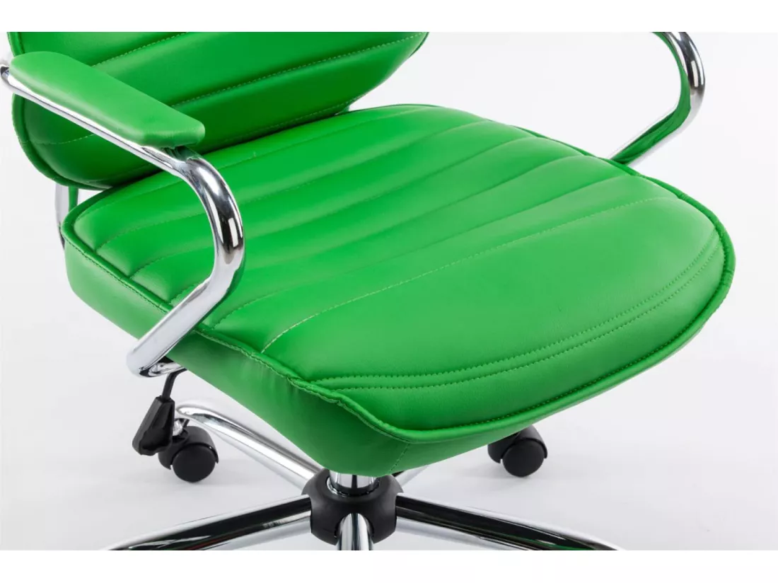 Chaise de bureau - Similicuir & Métal chromé - Vert - Rako
