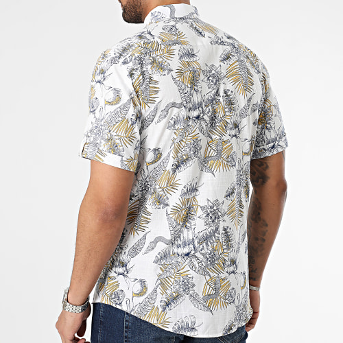 Chemise Manches Courtes Floral Blanc Jaune