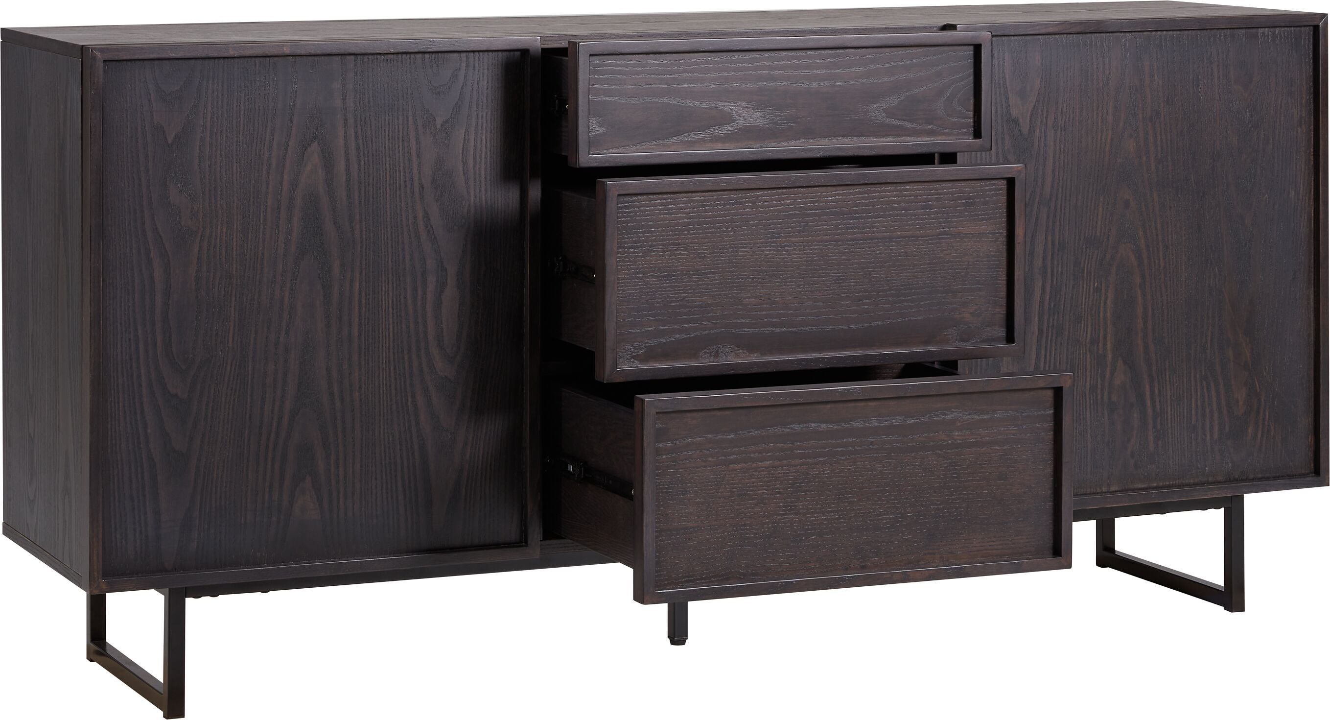FILO Sideboard dunkle Esche 160x40x75cm - Dunkelbraun / B: 160.0 cm x T: 40.0 cm x H: 75.0 cm