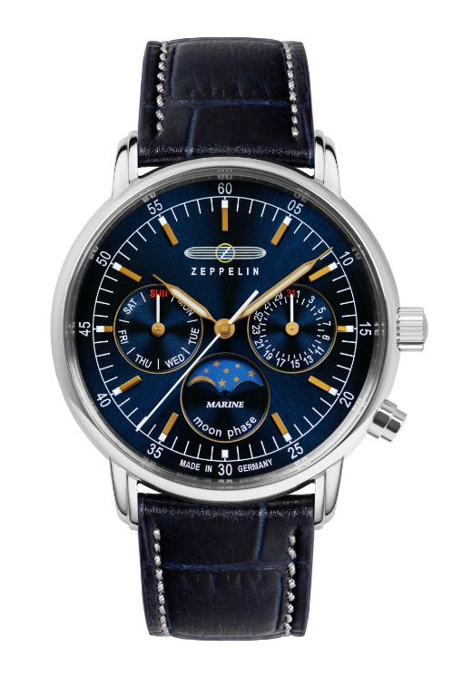 Zeppelin Marine LZ14 Mondphase Damenuhr Blau 8635-3