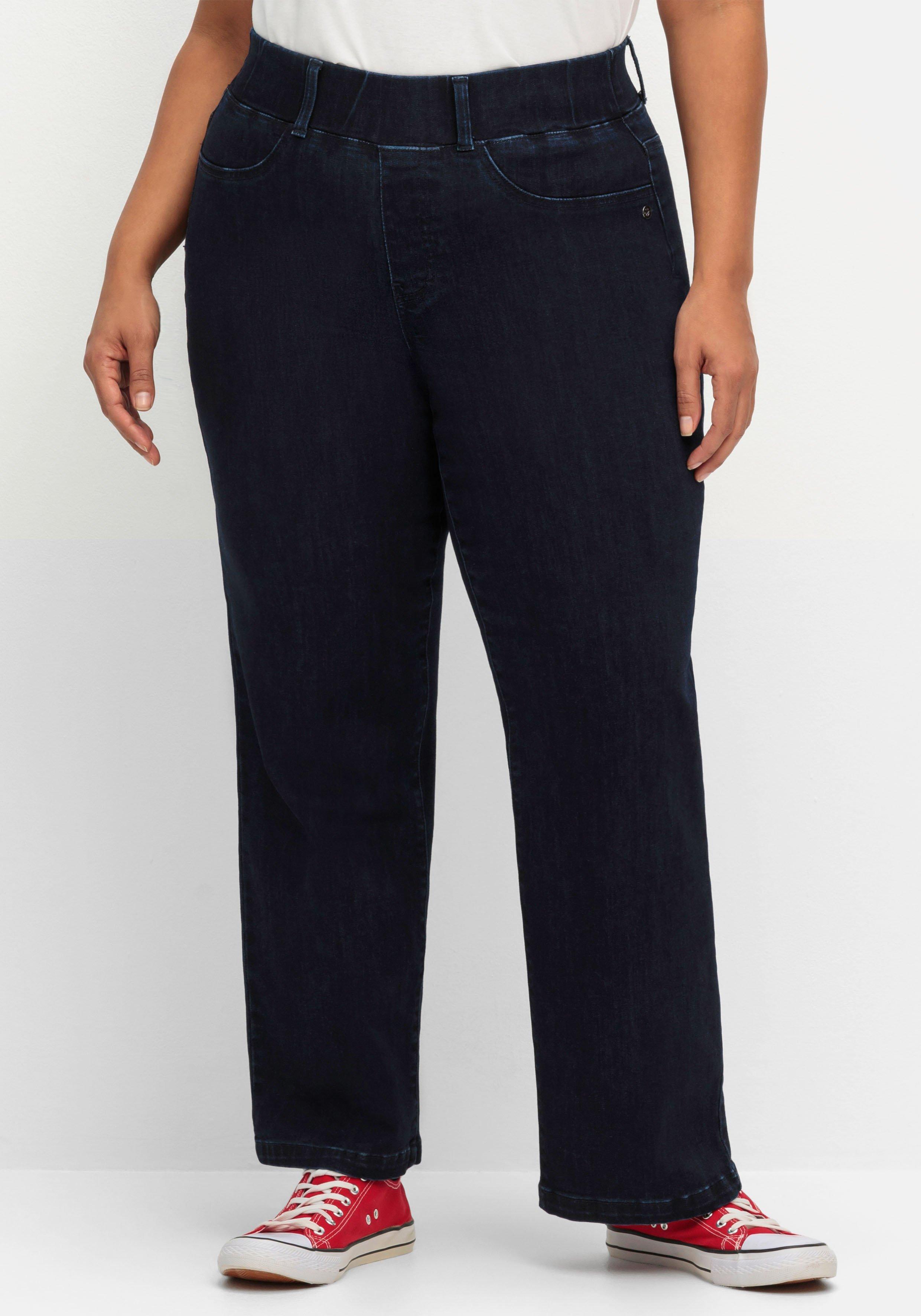 Weite Jeans mit Schlupfbund im Curvy-Schnitt ELLA