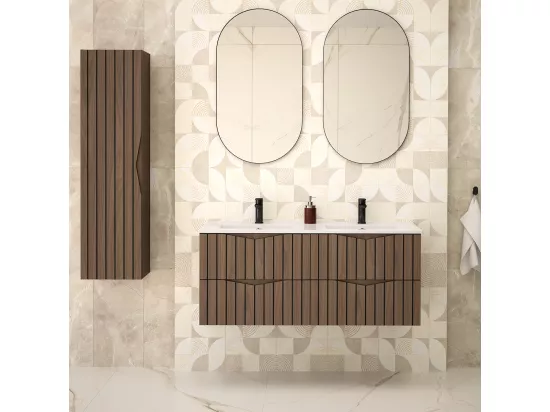 Meuble double vasque encastrée 120cm Siena bois et noir