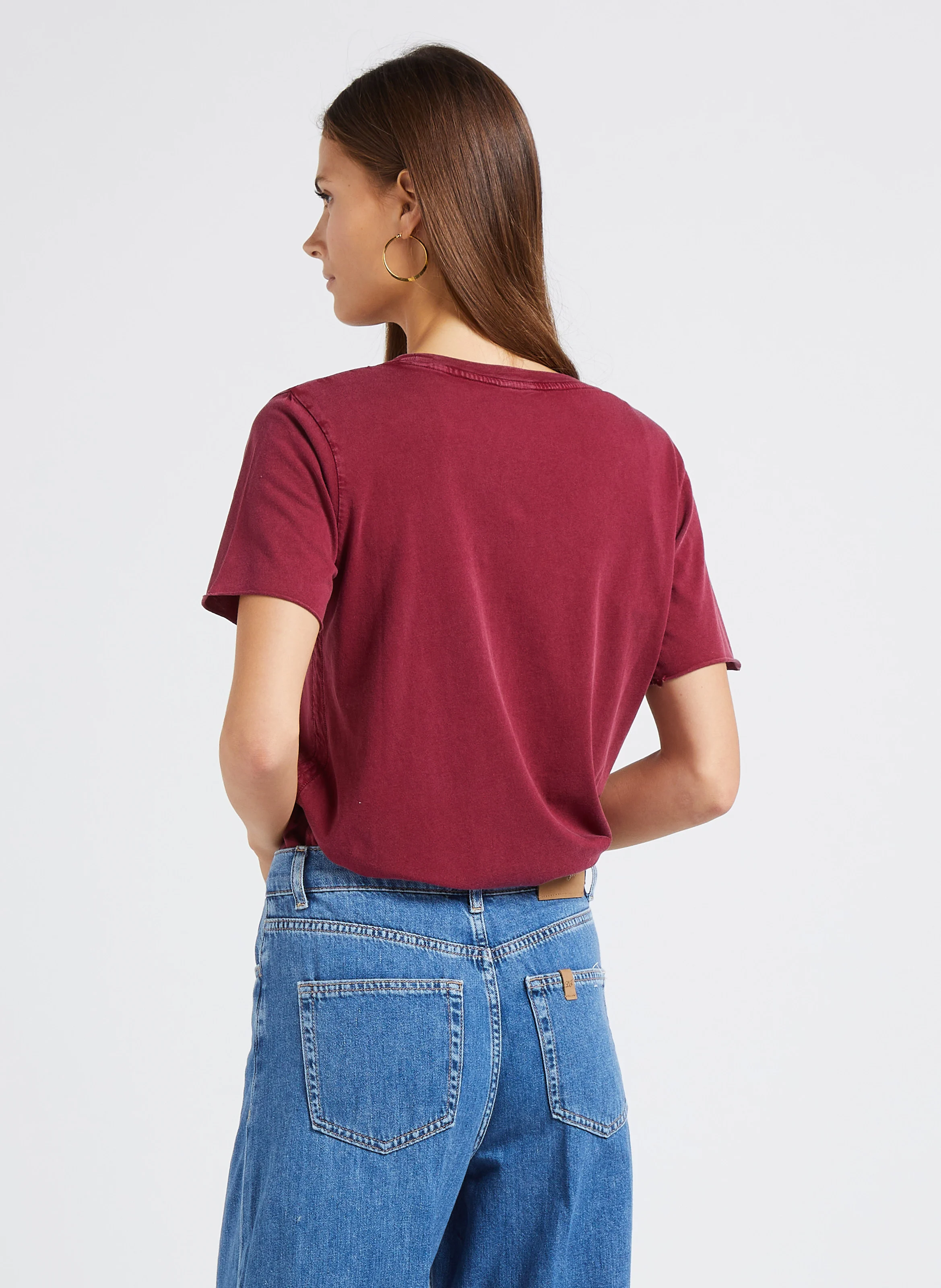 TIZIA - Tee-shirt col rond en coton bio | Rouge
