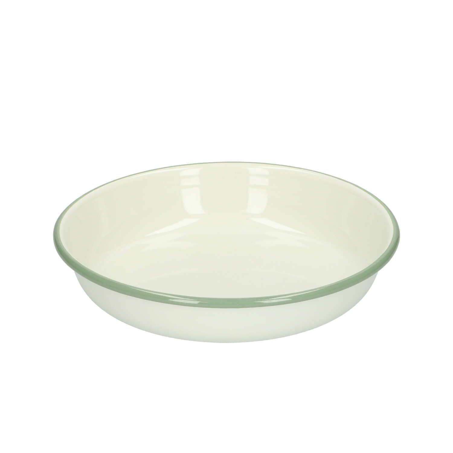 Bord diep, emaille, groengrijs/wit, Ø 19 cm