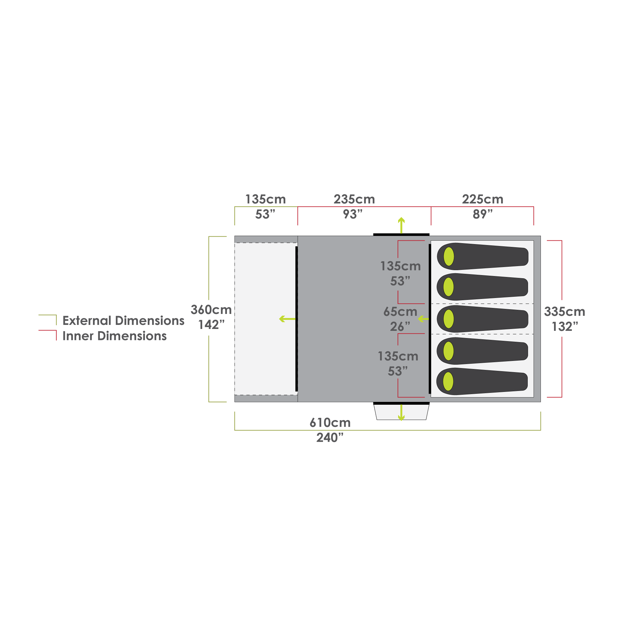 Zempire Pro TL V2 opblaasbare tunneltent
