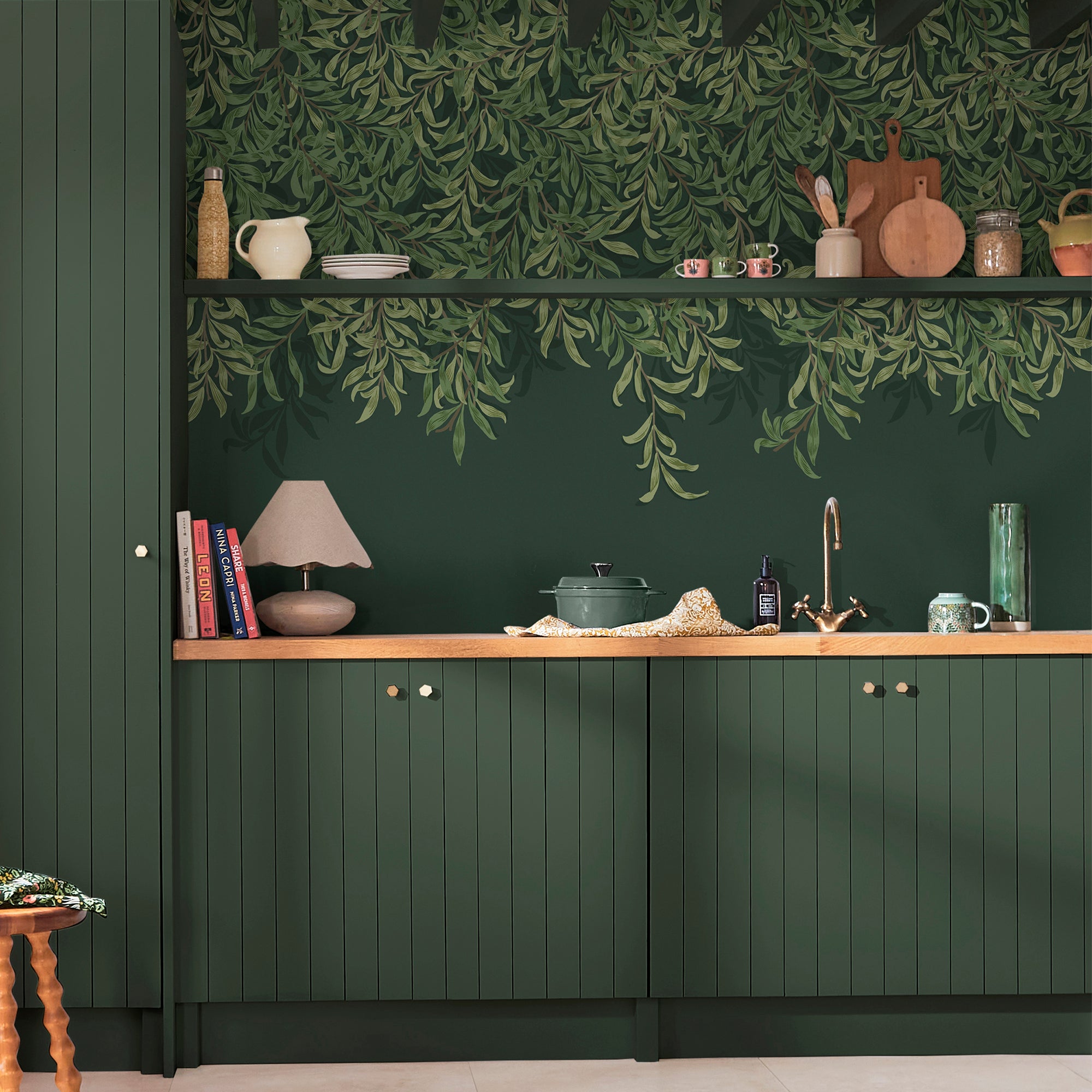 William Morris at Home Fotobehang - Willow Bough Deep Green - 400x250