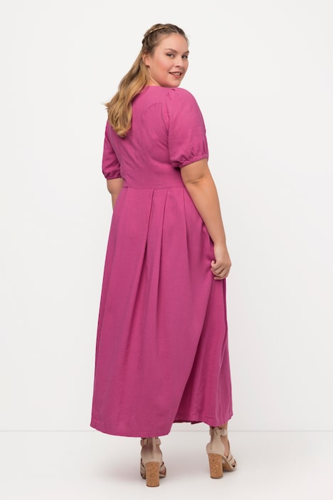 Landhauskleid, Leinenmix, Rundhals, Halbarm