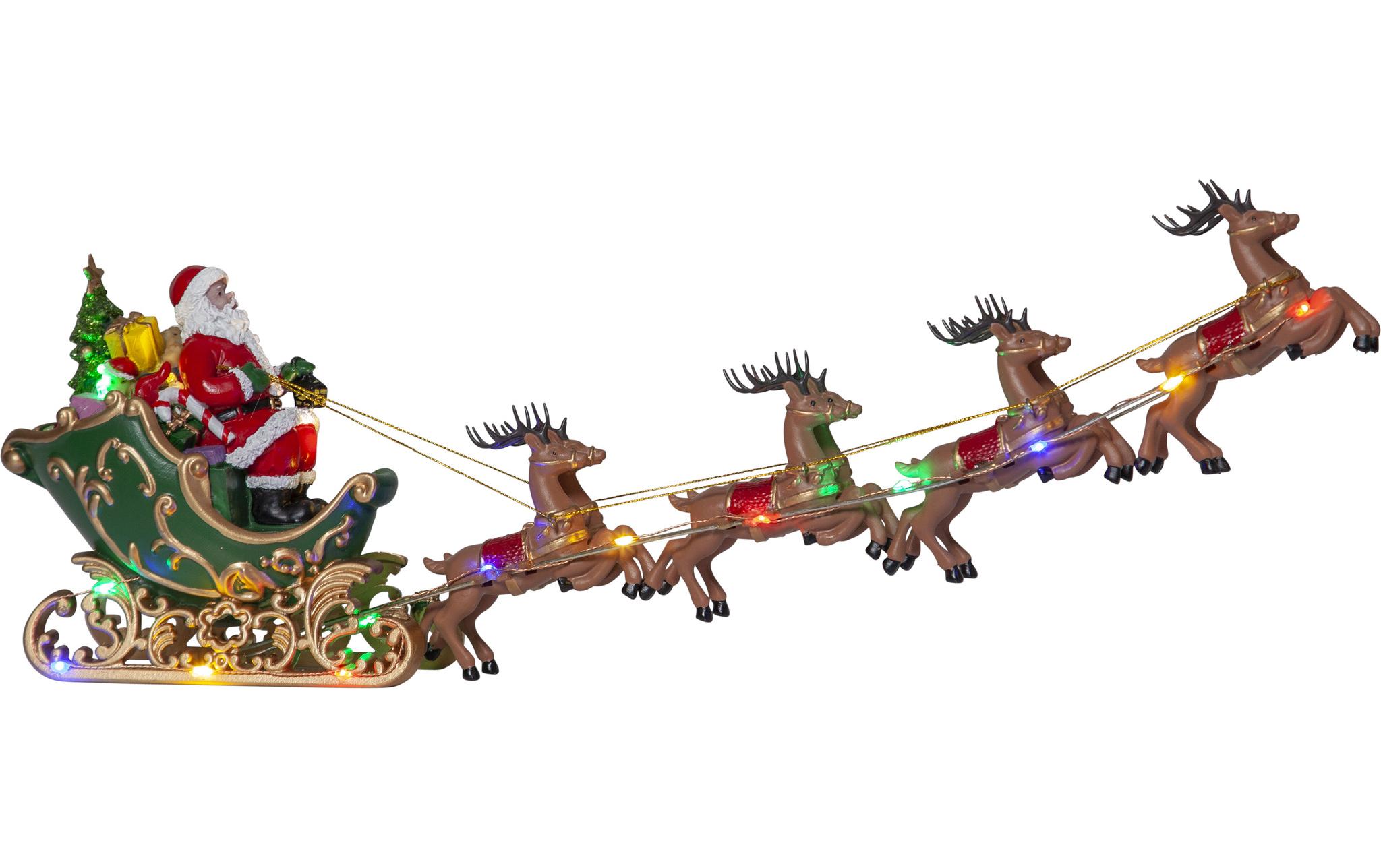 LED-Figur Deerville 15 LED, 48 cm, indoorBeleuchteter Weihnachtsmann mit Schlitten