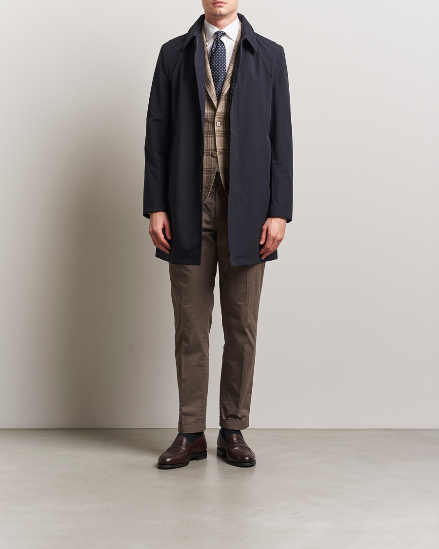 Oscar Jacobson Nylon Car Coat Navy