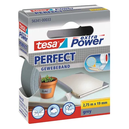 tesa Gewebeband Perfect grau 2,75mx19mm