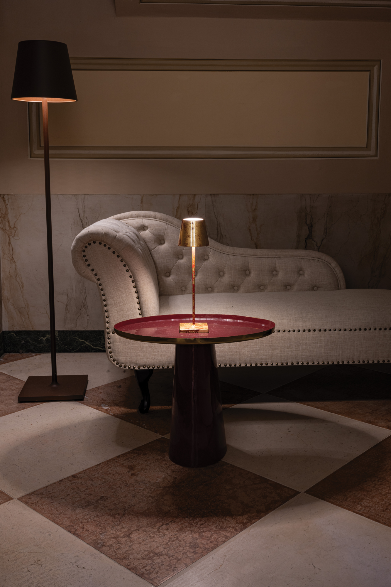 Zafferano oplaadbare tafellamp L Bladgoud/blauw