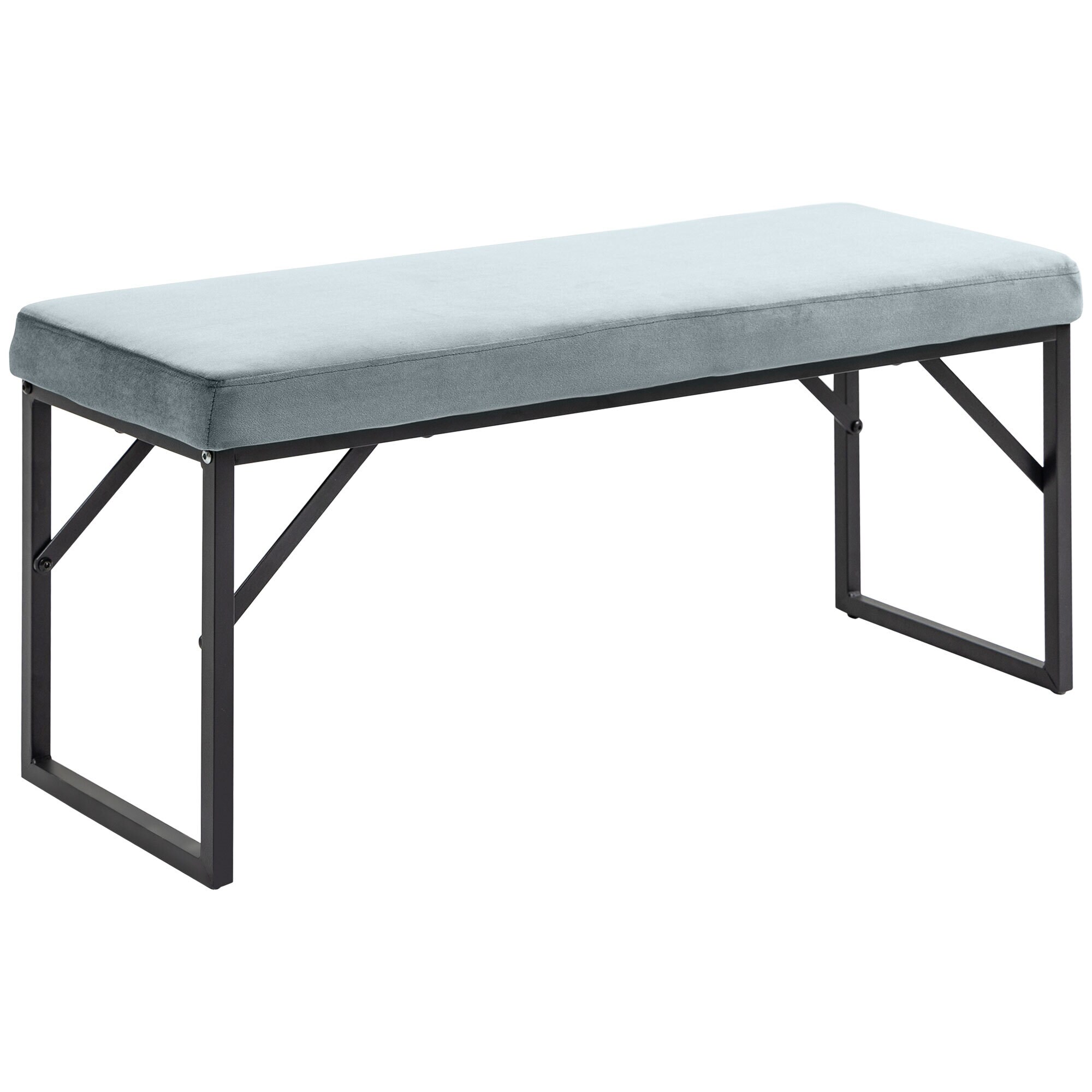 HOMCOM Sitzbank mit Samtoptik blau 100L x 35B x 47H cm