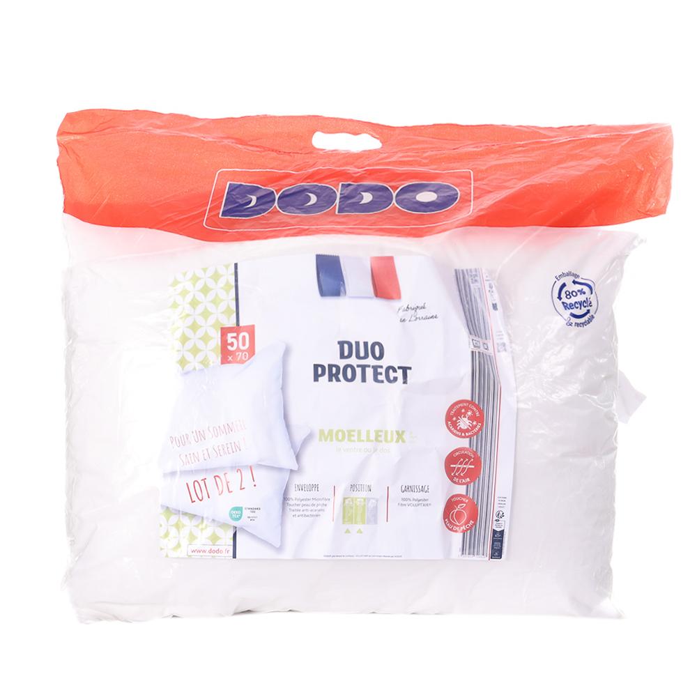 Dodo Lot de 2 Oreillers Synthetique Moelleux Blanc Dodo 50x70