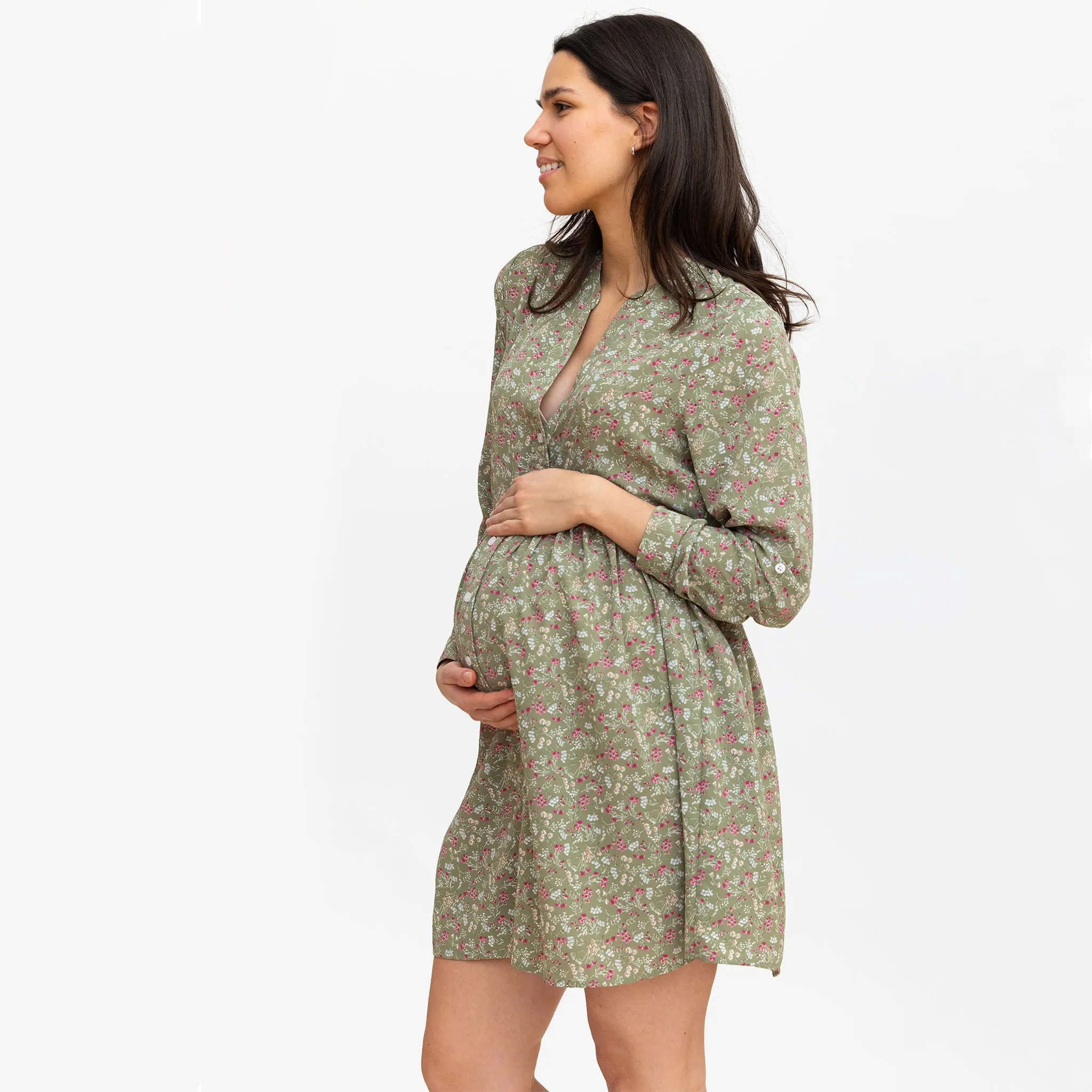 Bella Maternité Robe Boutons Fleurs