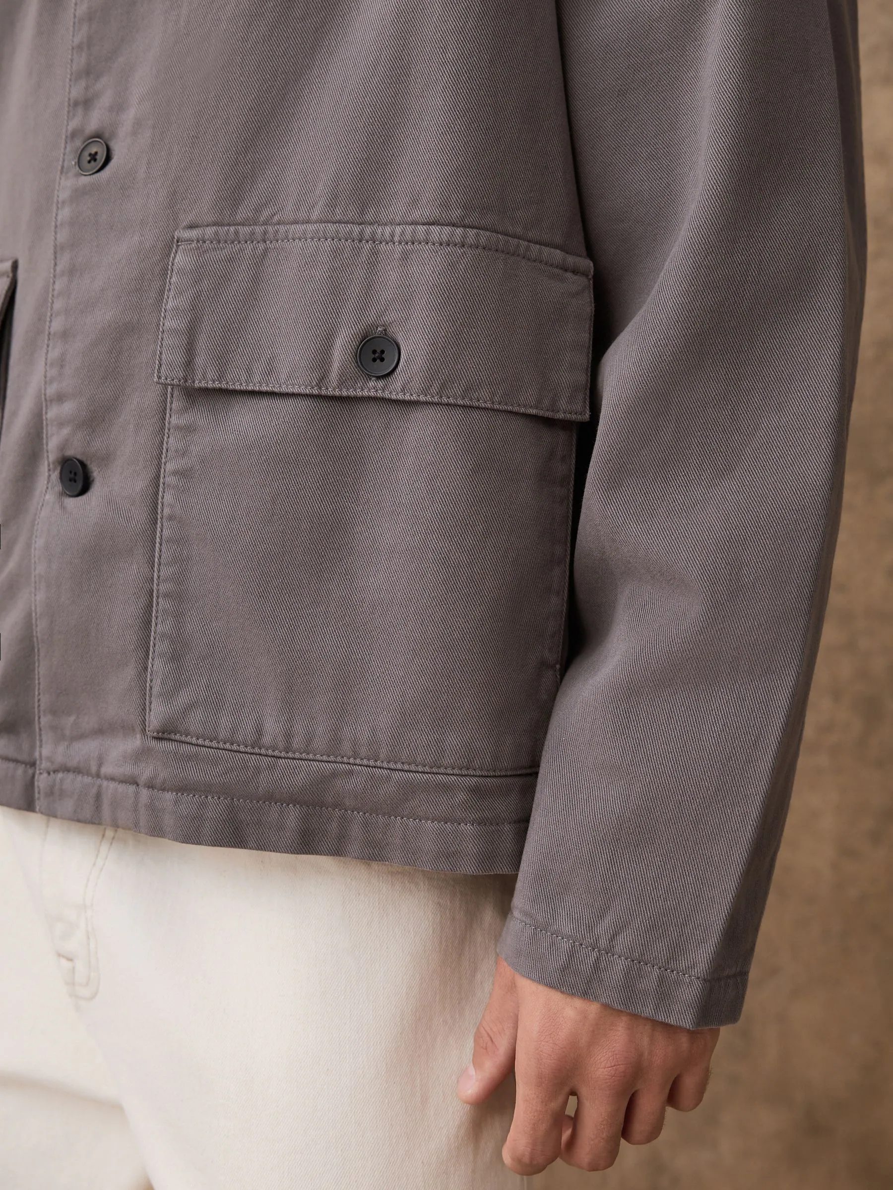 Antraciet - Boxy Fit Twill Shacket
