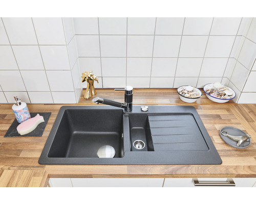 Schock Typos D-150S A spoelbak, 860 x 435 mm, asfalt, TYPD150SAGAS