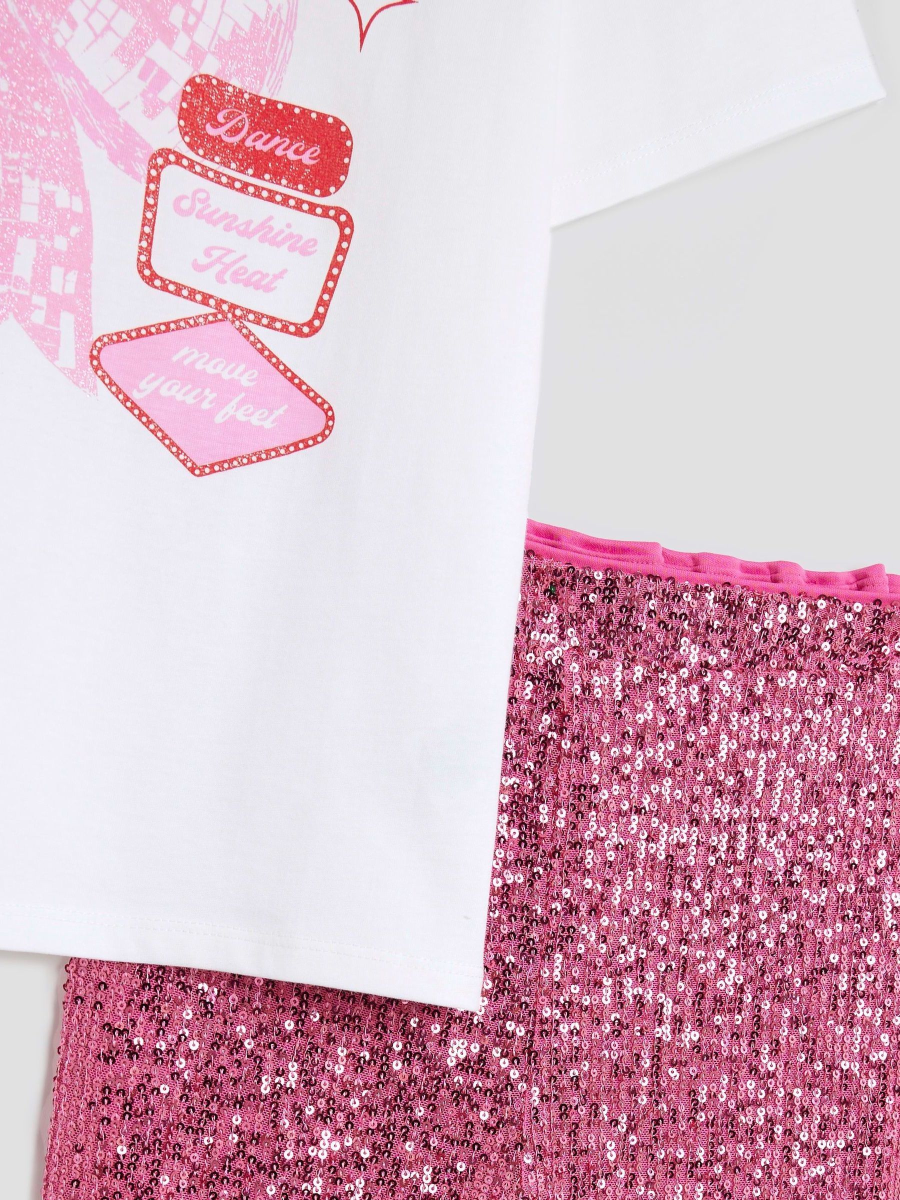River Island Girls Bow Sequin Kickflare Set