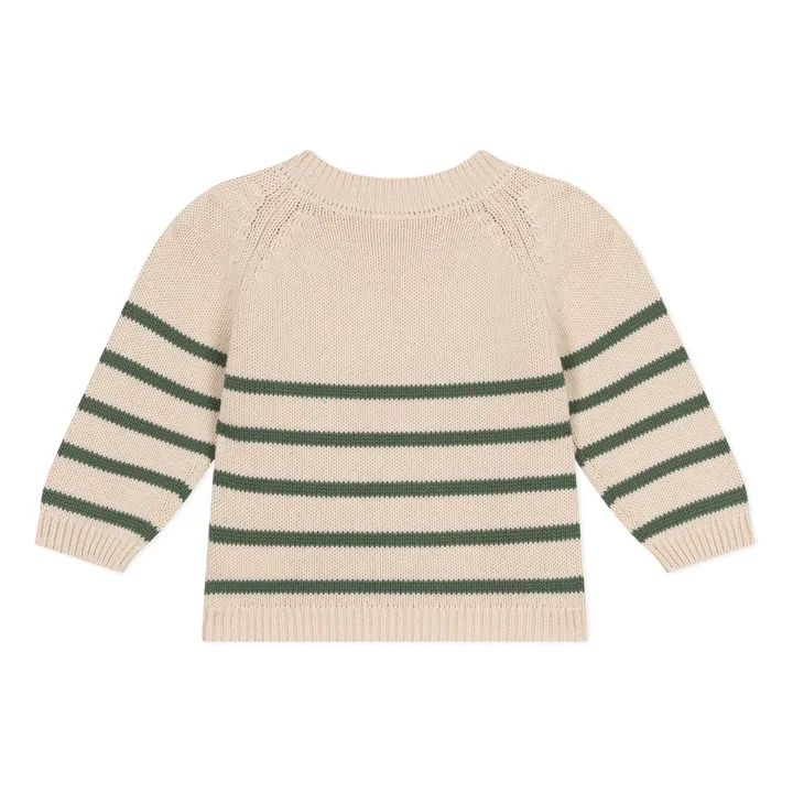 Petit Bateau Pull Marinière Mamouth | Vert kaki