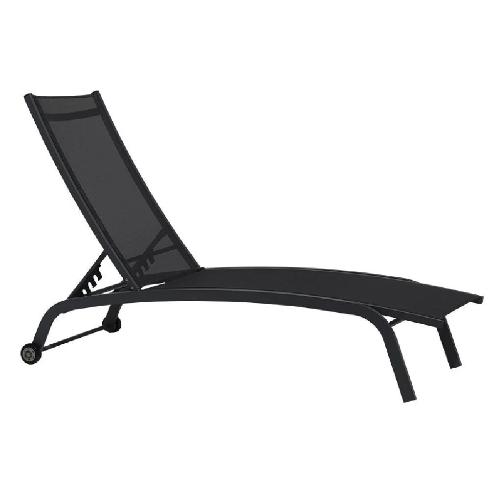 Chaise longue Stockolm noir 186x63xH32/90cm