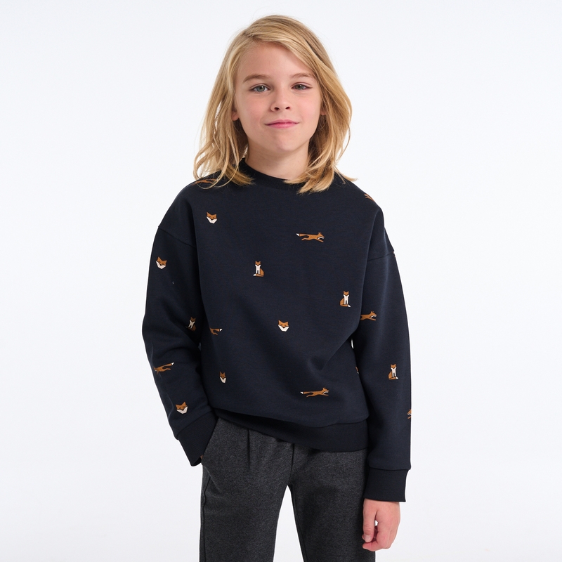 Sweat-shirt imprimé anthracite Garçon