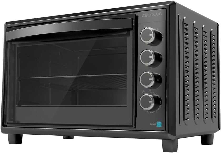 Cecotec Tisch-Konvektionsofen 60 Liter Bake&Toast 6090 Black Gyro. 2200 W, Innenbeleuchtung, 12 Funktionen, Temperatur bis zu 230º, Doppeltürglas, Inklusive drehbarem Spieß