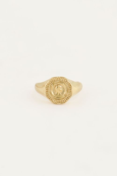 Vintage look zegelring met munt
