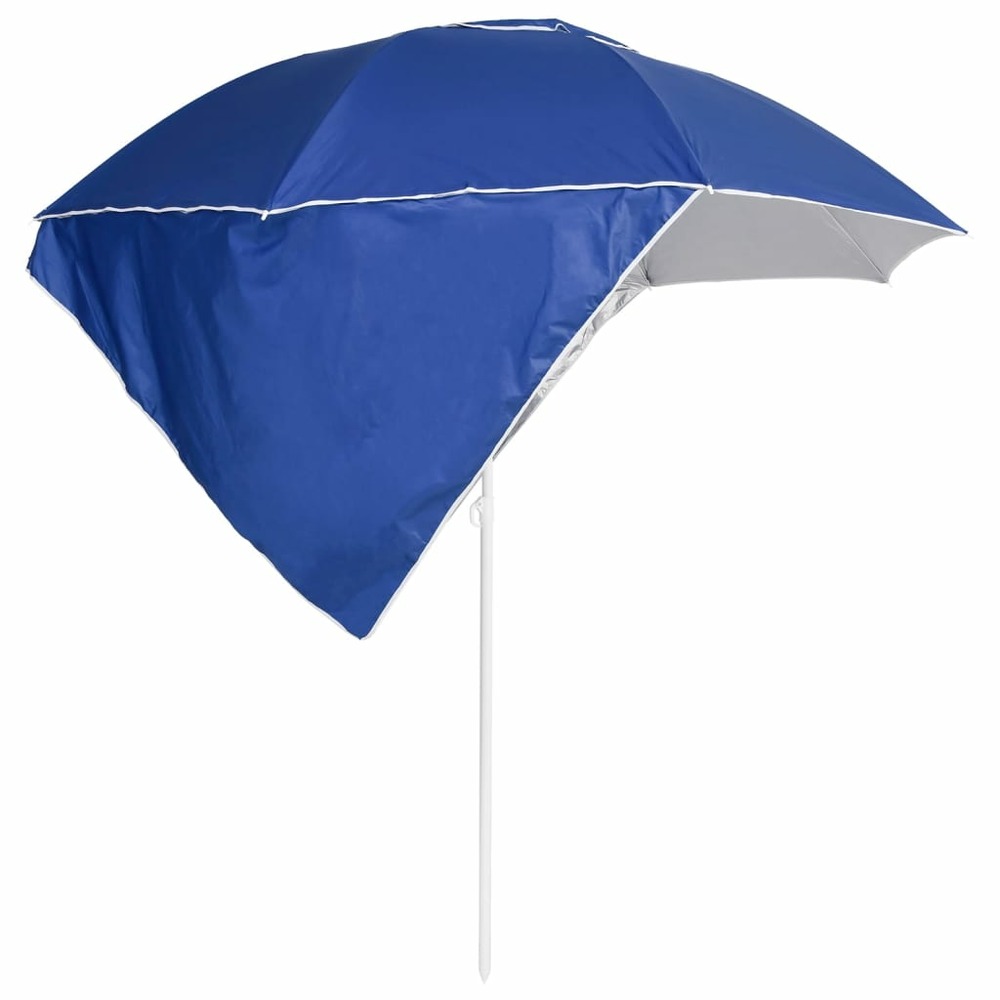 Parasol mobilier de jardin de plage avec parois latérales 215 cm bleu