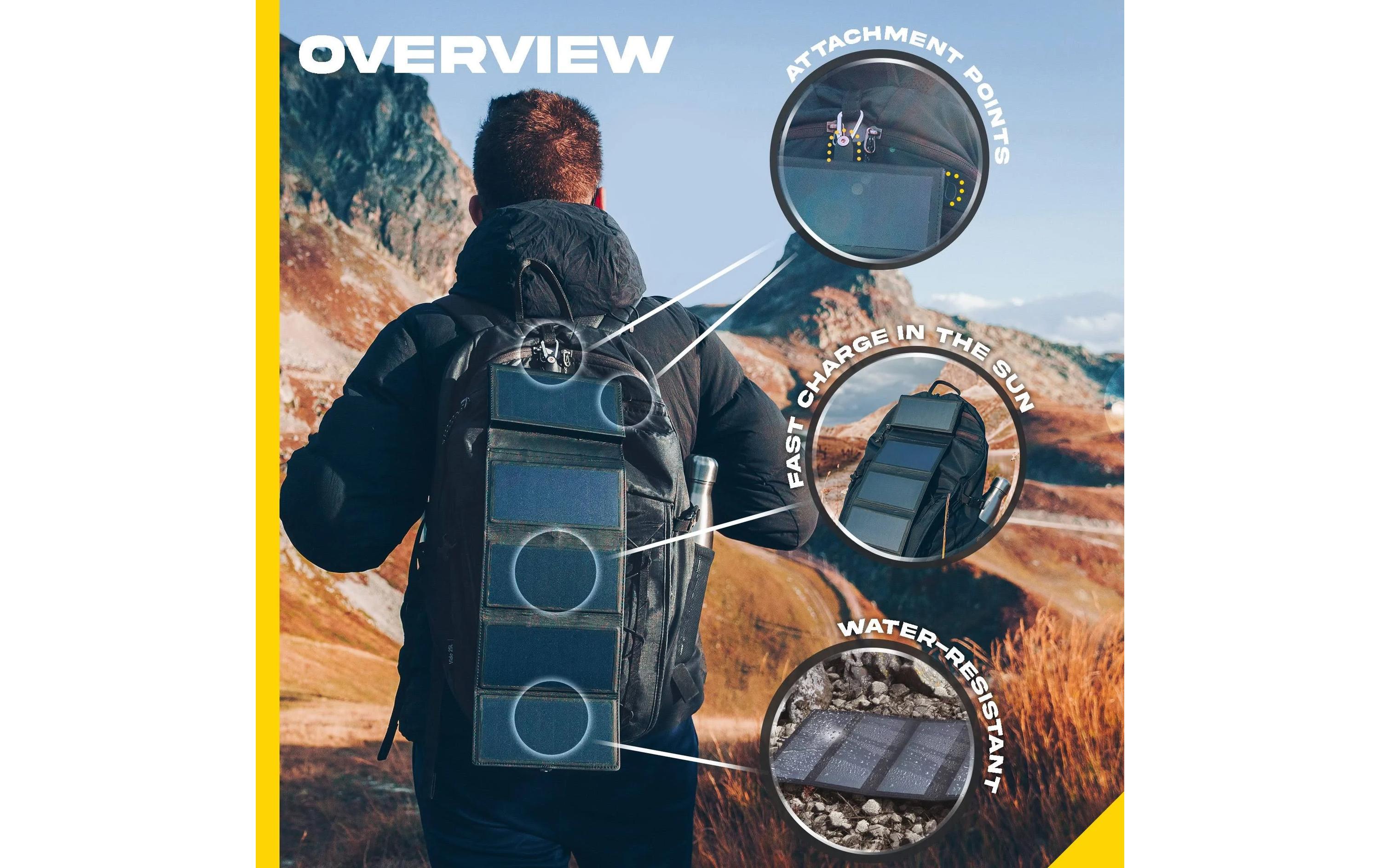 Powerbank Electron 8W Sol – Schwarz, 10000 mAh<br>Kleines, tragbares Solar-Ladegerät mit 10000 mAh Akku