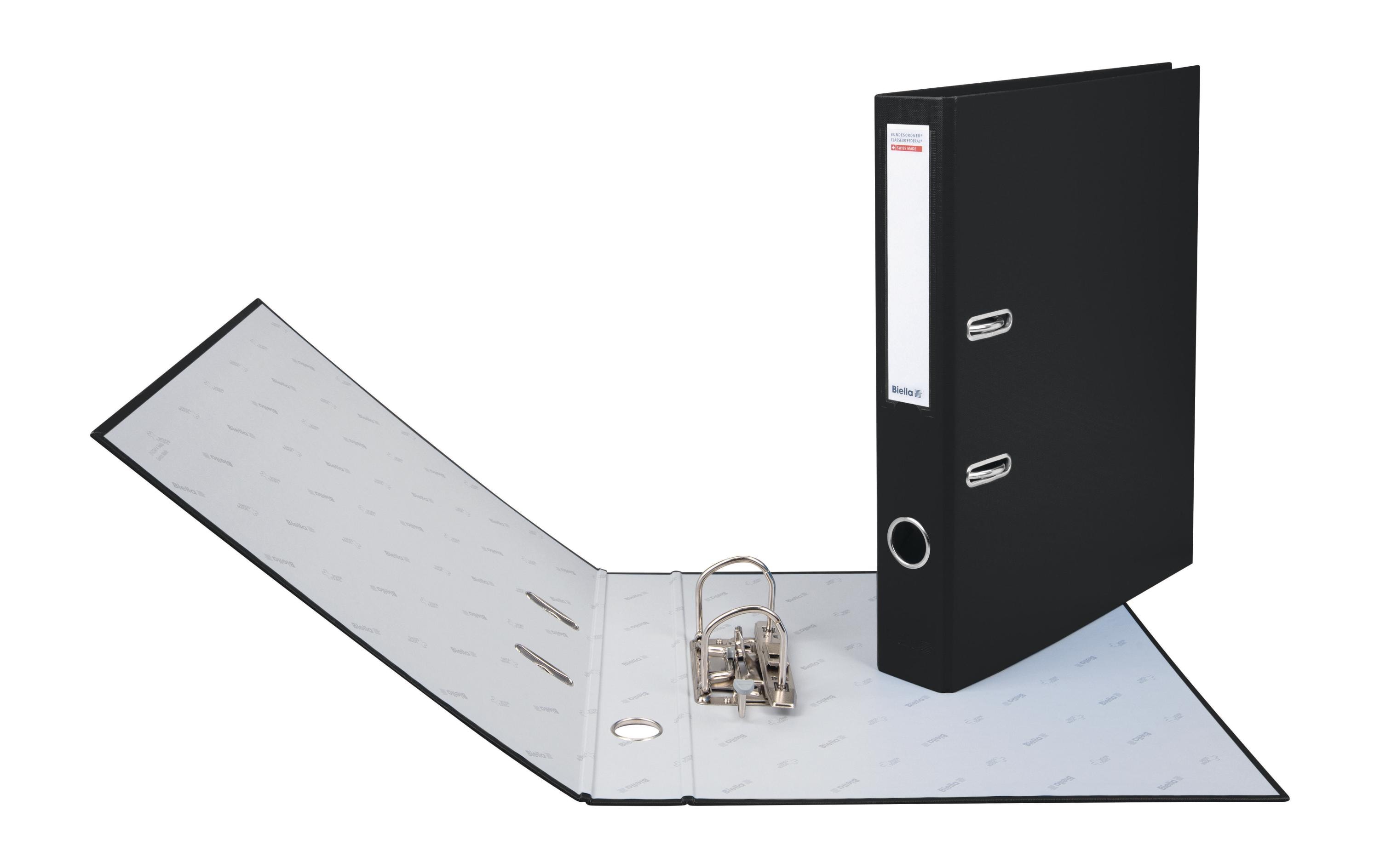 Bundesordner A4 4 cm, SchwarzMit Hebelmechanik Strong und mit Druck-Niederhalter