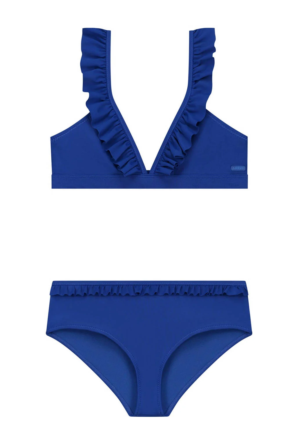 leuk!!triangel bikini Bella met ruches blauw