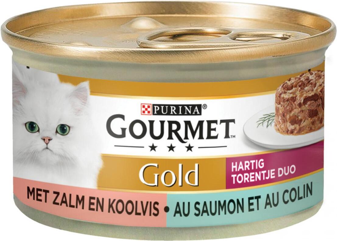 Gourmet Gold kattenvoer hartig torentje met zalm en koolvis 85 g