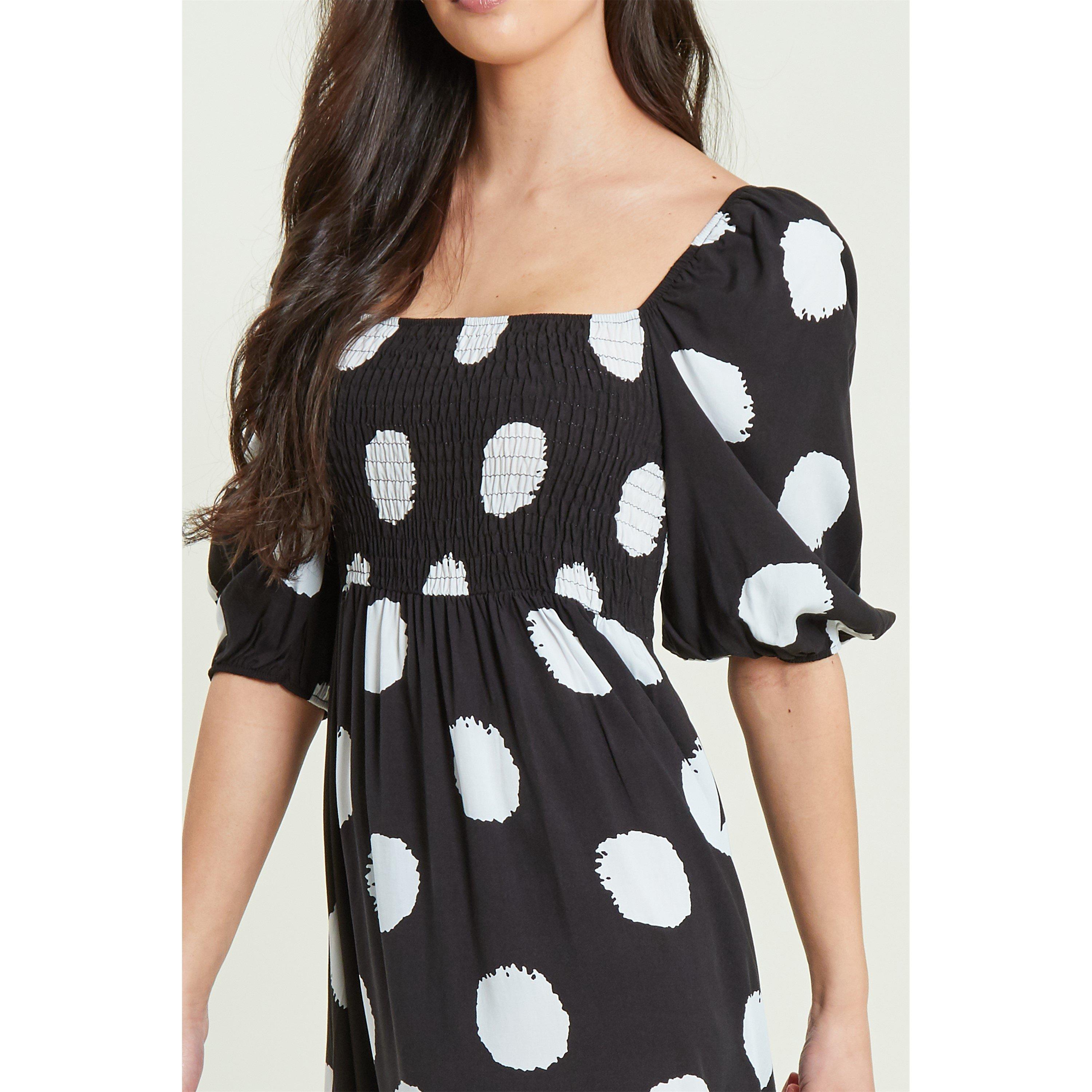 Be You Shirred Shirred Puff Sleeve Midi Dress